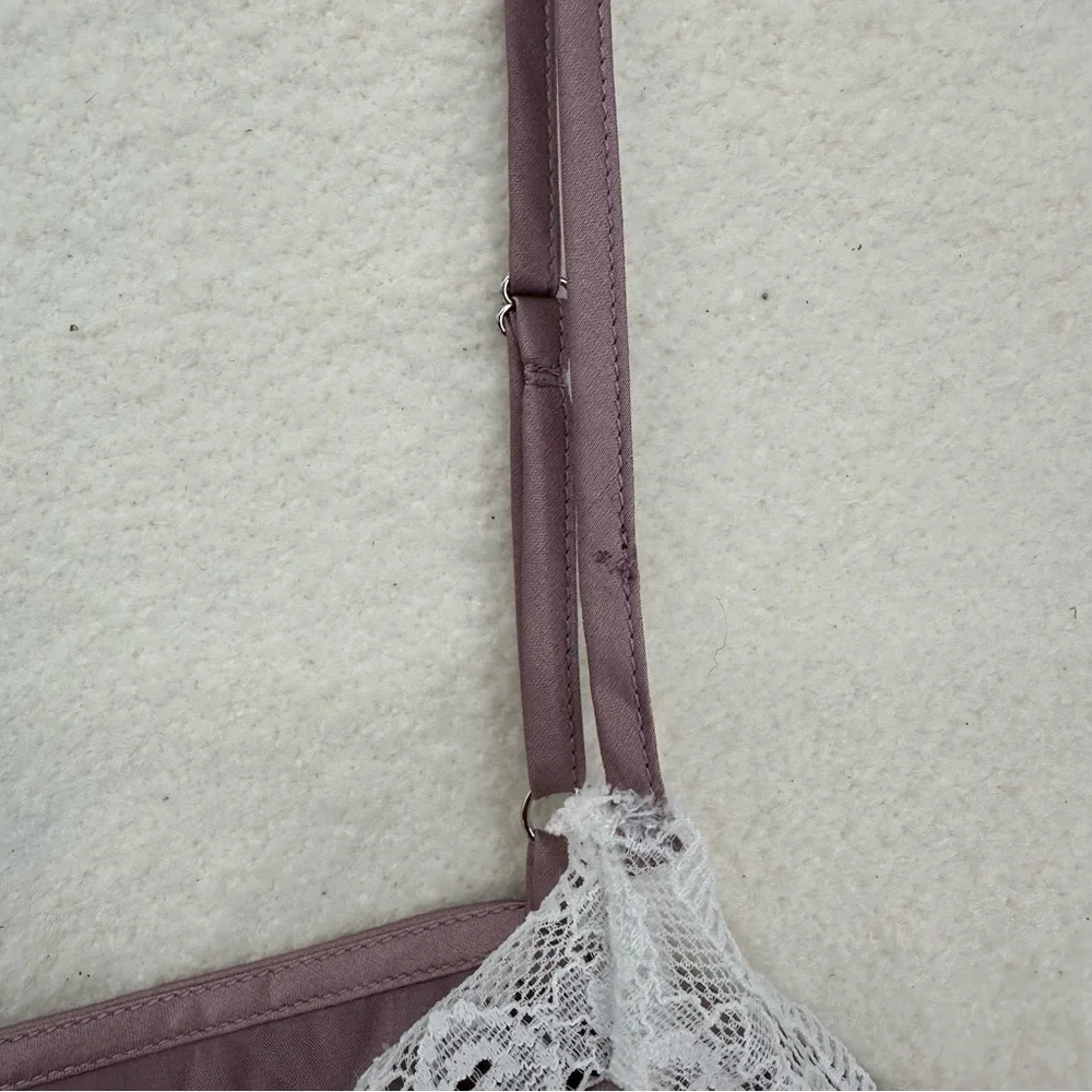 Mauve Satin Lace Camisole Coquette Top - Picture 5 of 5